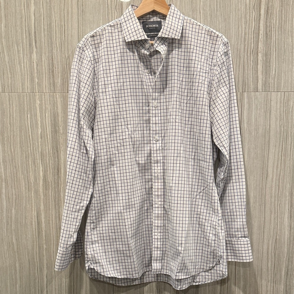 Bonobos Men's Checkered Dress Shirt - Black and White